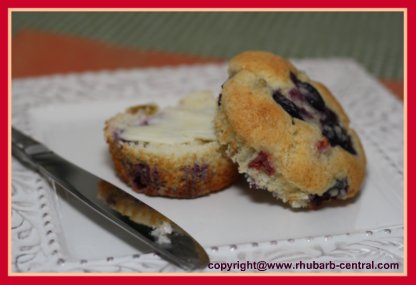 Gluten Free Blueberry Rhubarb Muffins